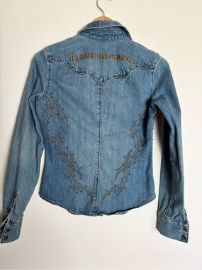 Harley-Davidson Studded and Embroidered Denim shirt Size XS